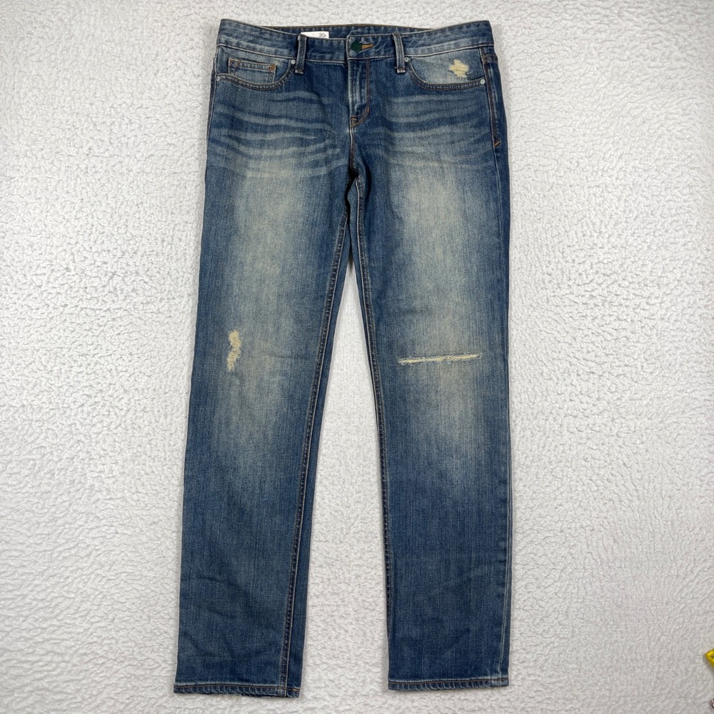 Gap Jeans Womens 30 Blue Real Straight Distressed Denim Casual Indie Grunge